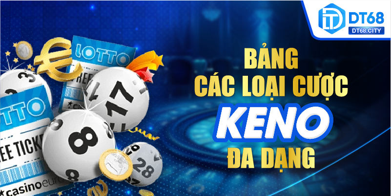 Bảng các loại cược Keno đa dạng